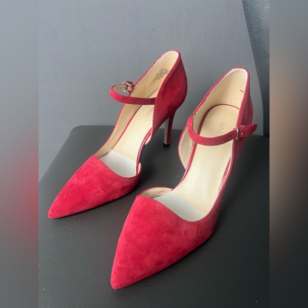 Nine West Red Suede Mary Jane Heels